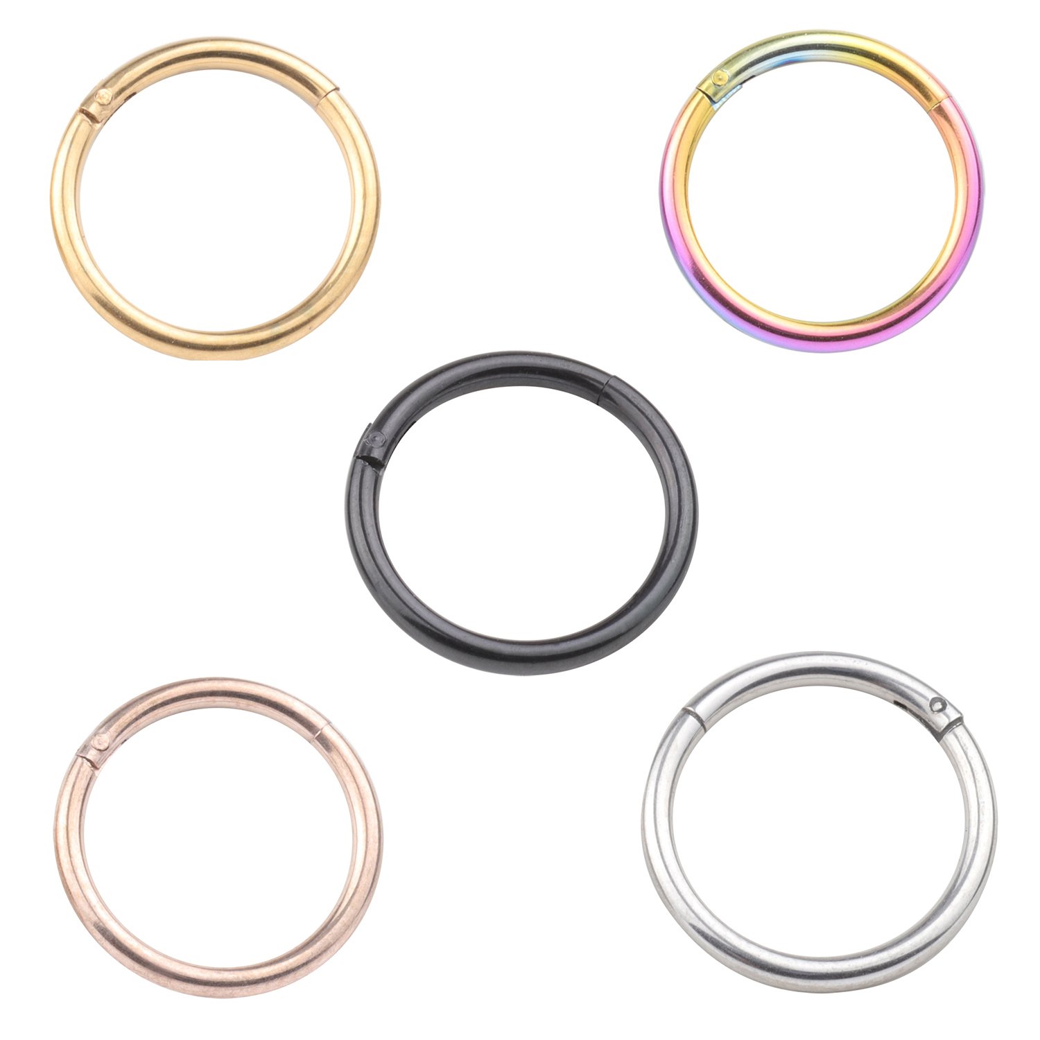 Rimi Jewelry 16G Unisex Nose Hoop Ring Earring Hinged Clicker Seamless Segment Helix Daith Cartilage Lip Piercing 10mm Surgical Stainless