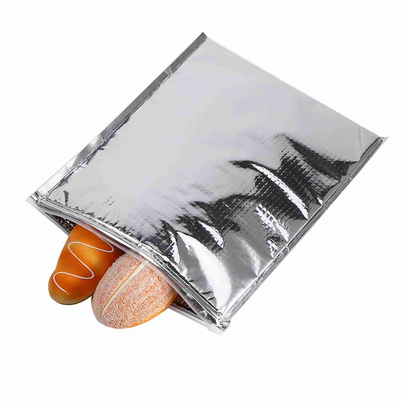 5 PCS Aluminum Foil Bags, Reusable Hot Cold Storage Bags Silver Insulated Food Storage Picnic Foil Insulated for Camping Food (30 * 35cm)