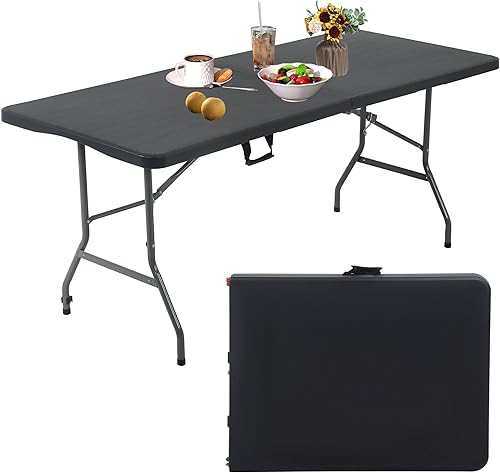 Miniatura 9 de Mesas Plegables de 6 Pies Mesa de Comedor para Exteriores, Mesa de Picnic Portátil Plegable Mesas de Fiesta Ligeras, Banco de 6 Pies Banco de 1