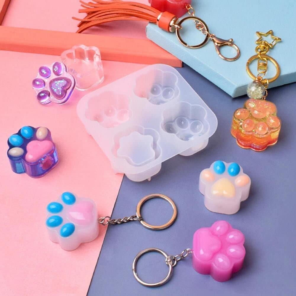gofidin 2 Stuks Kat Poten Vorm Epoxy Mal, Hars Gietvorm Siliconen Sieraden Epoxy Mould Voor Diy Mooie Hanger Sleutelhanger