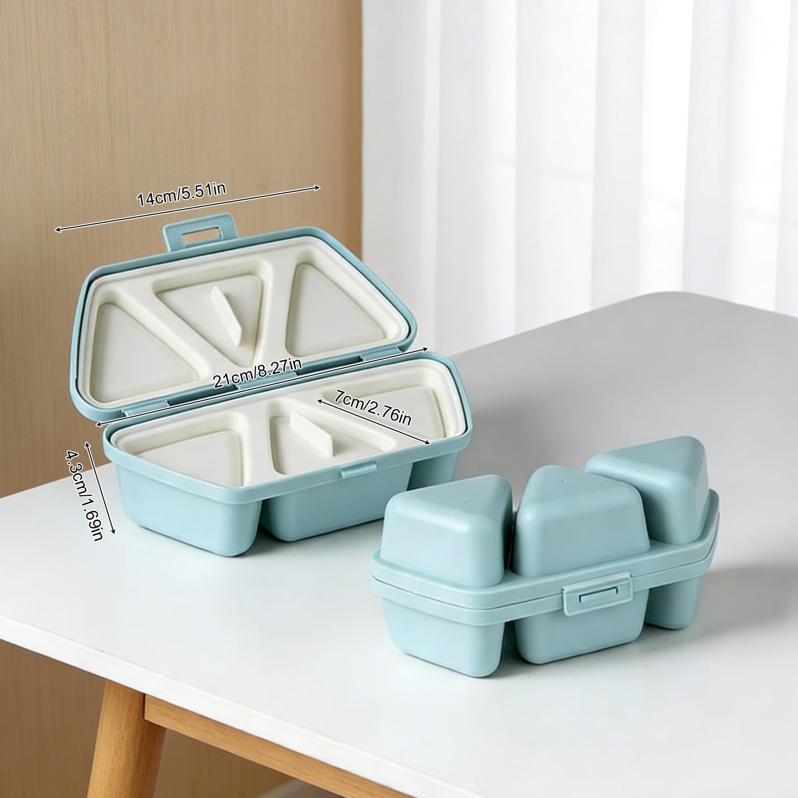 Stampo per Onigiri e Portavivande, 6 in 1 Stampo Sushi Triangolare per 6 Onigiri, Sushi Maker e Scatola di Conservazione, per Pranzo, Picnic e Feste