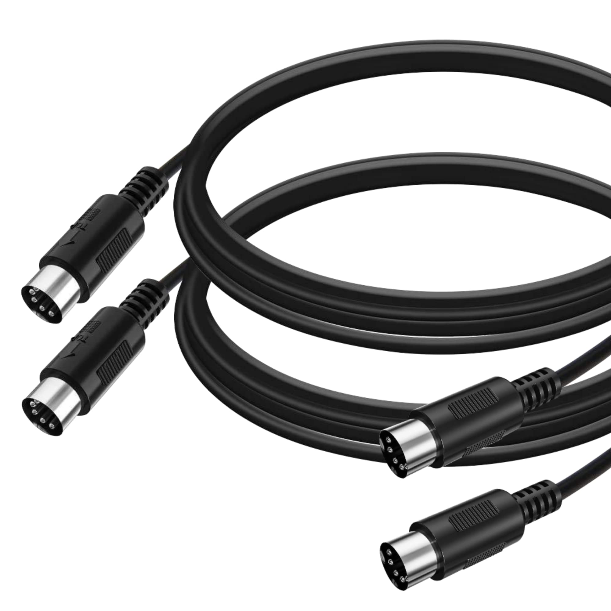 Cbus Wireless MIDI Cable, 2-Pack 6ft Male to Male 5-Pin MIDI Cable for Keyboard Synthesizer, Controllers, Rack Synth, External Sound Cards, Sampler, Drum Machines, Workstations, Hardware Sequencers