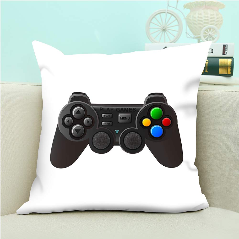 4er Set Gamer-Kissenbezüge – Mit Controller-Motiven, 40,6x40,6 Cm, Aus Weichem Kunstleder, Für Couch & Auto