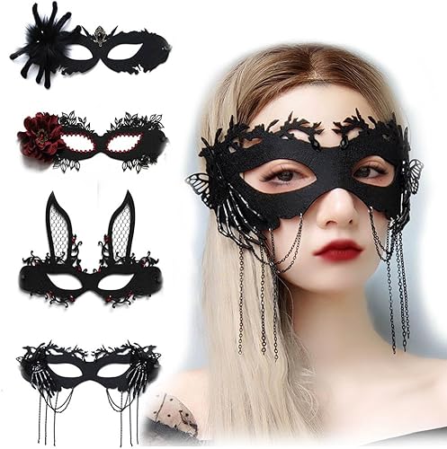 Miniatura 4 de Foyte Máscara de Halloween de araña negra, máscara de media cara, disfraz de cosplay, máscaras de fieltro para mujeres y niñas