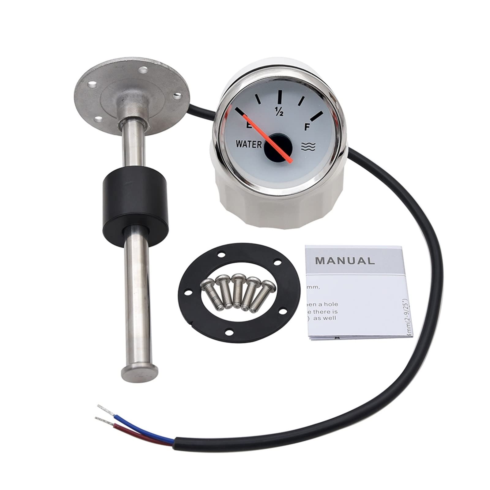 Cfwwsaq U Liquid Level Meter, Water Level Gauge With Water Level Sensor 52Mm Water Tank Level Indicator With Red Backlight 0-190 Ohm Sensor(125Mm)