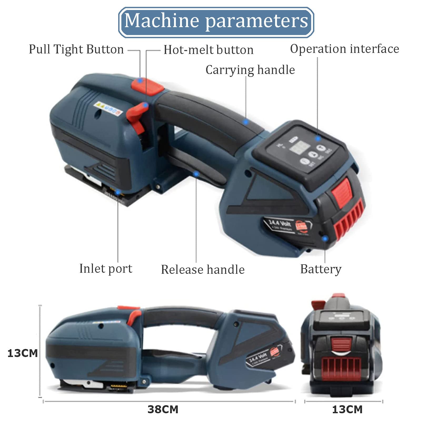 Électrique Portable Cercleuse Automatique, Machine de Cerclage de Batterie, Alimentation par Batterie 4000mAh, pour Emballage Automatique Sangle PP/Pet
