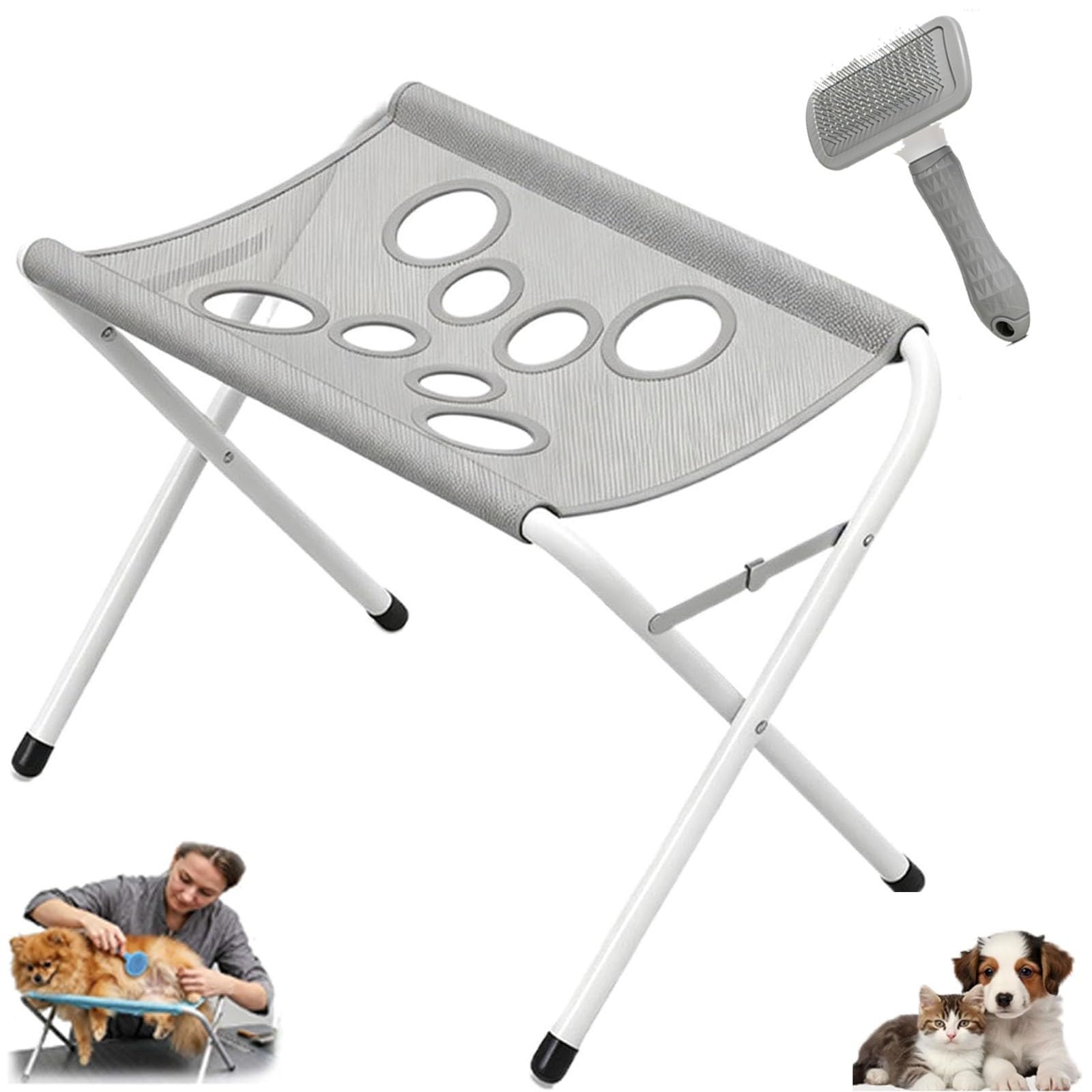 Tavolo da Toelettatura per Cani Pieghevole, Supporto per Toelettatura | Superficie in Rete Traspirante, Stazione da Bagno Portatile per Cani e Gatti, Ideale per Taglio Unghie