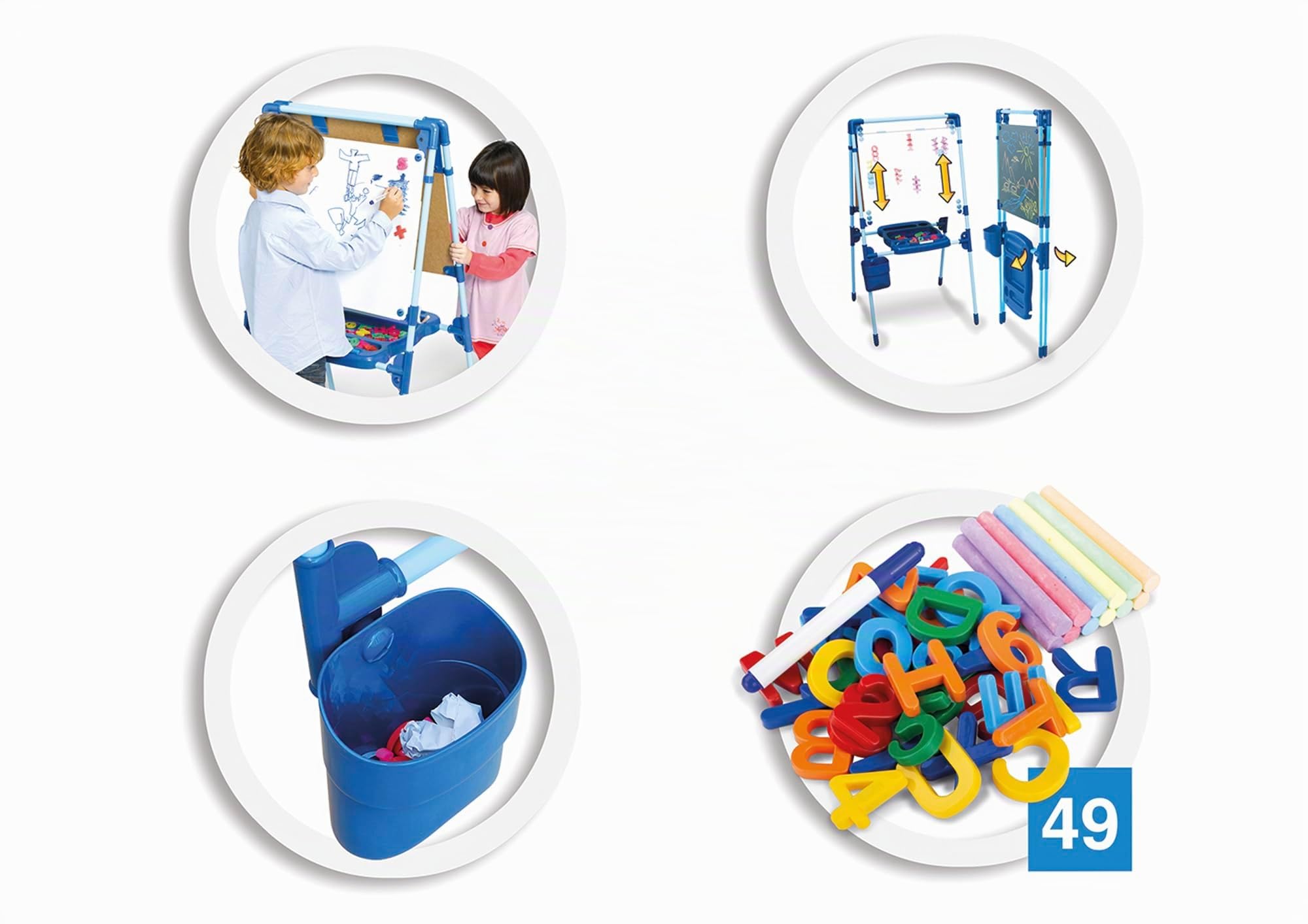 Chicos - Lavagna Per Bambini Con Cavalletto | Lavagna Magnetica 2 In 1 Reversibile | Giochi Educativi Scrittura | Include 49 accessori | Gioco per bambini dai 3 anni (52112)