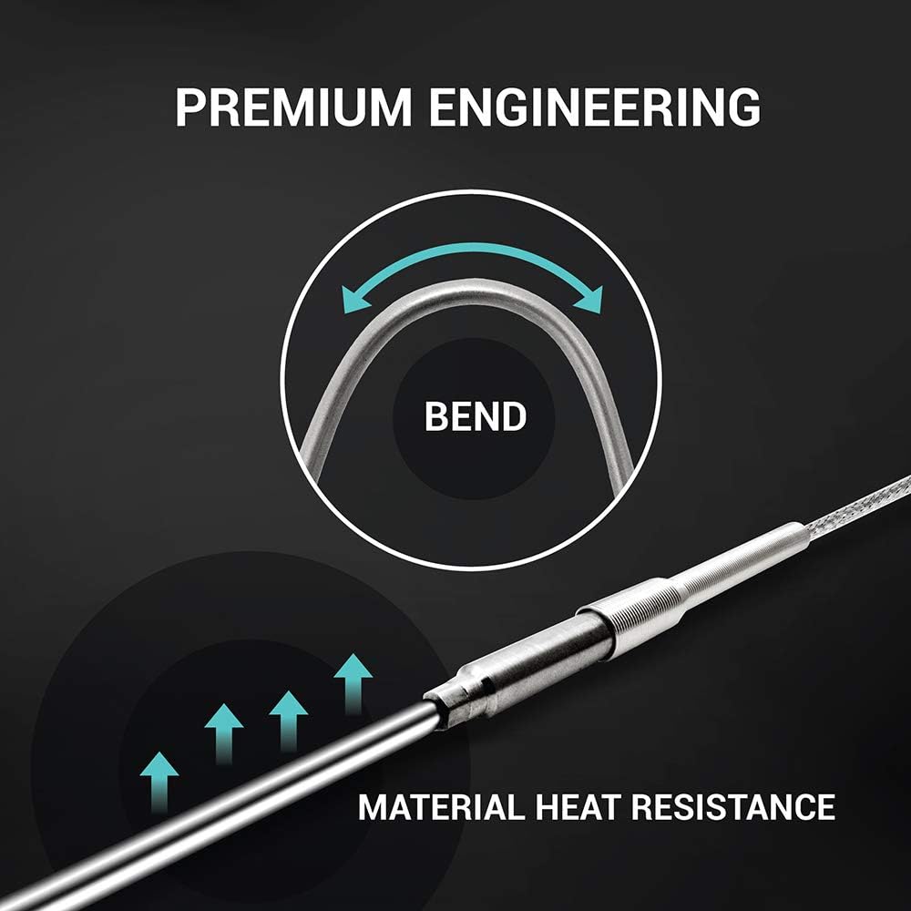 PerfectPrime TL1917SL K-Type Inconel 600 Flexible Thermocouple Temperature Sensor Probes -40~2012°F, 3.2mm / 150mm