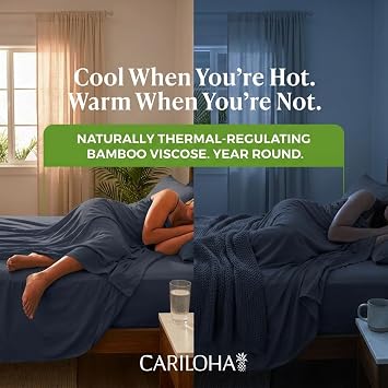 Cariloha Aloha Soft 100% Organic Bamboo Viscose Sheets 4-Piece King Sheet Set 16 in Deep Pockets Buttery Soft, Hypoallergenic, Cooling Sheets Oeko-TEX Standard 100 Cape Blue