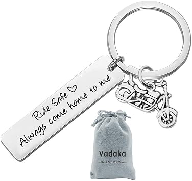 Biker Gift Ride Safe Always Come Home to Me Keychain Gift for Husband Son Family Friend Valentines Day Keychains for Boyfriend Dad Girlfriend Key Chain Fathers Day Gift
