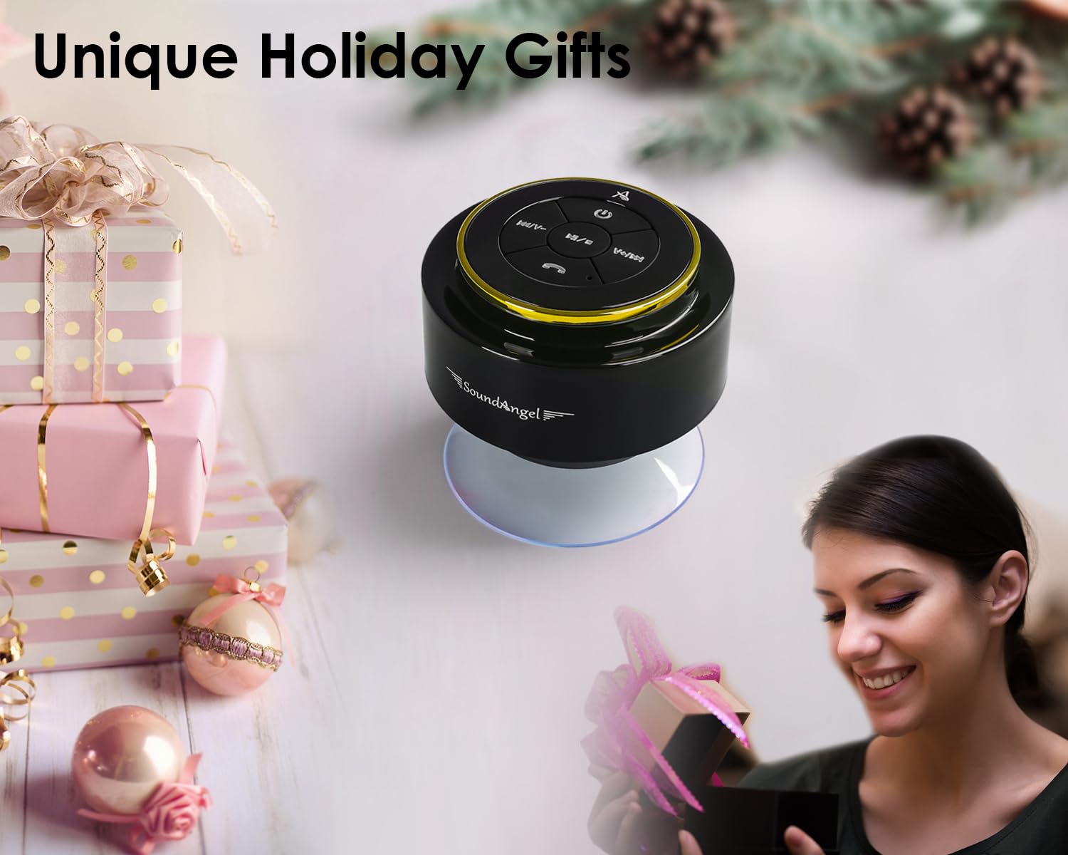 Xleader Prysznicowy głośnik Bluetooth, certyfikowany wodoodporny mini głośnik Bluetooth IPX7 z przyssawką do łazienki, wbudowany mikrofon, kryształowy dźwięk i bas, czas odtwarzania 12 godzin, idealne