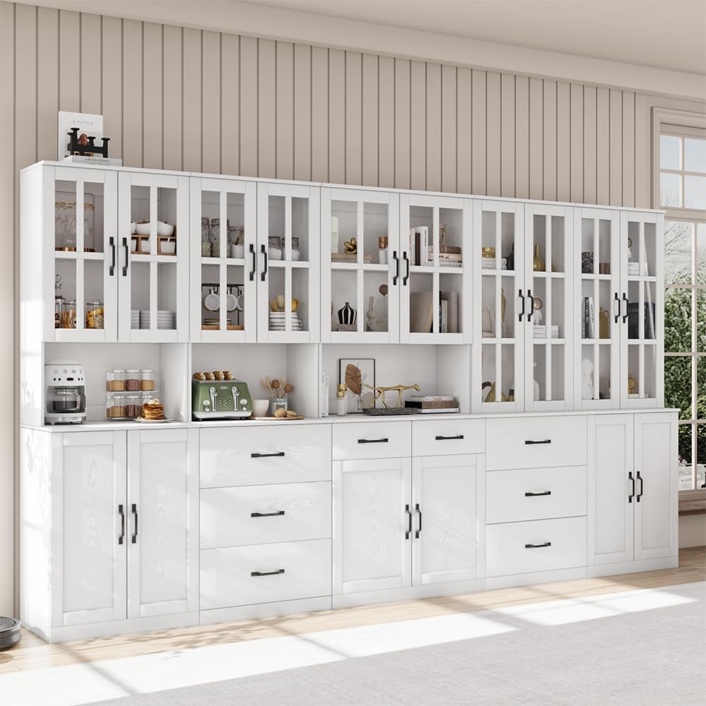 VOWNER Bookcase with Glass Door, AABB (White)