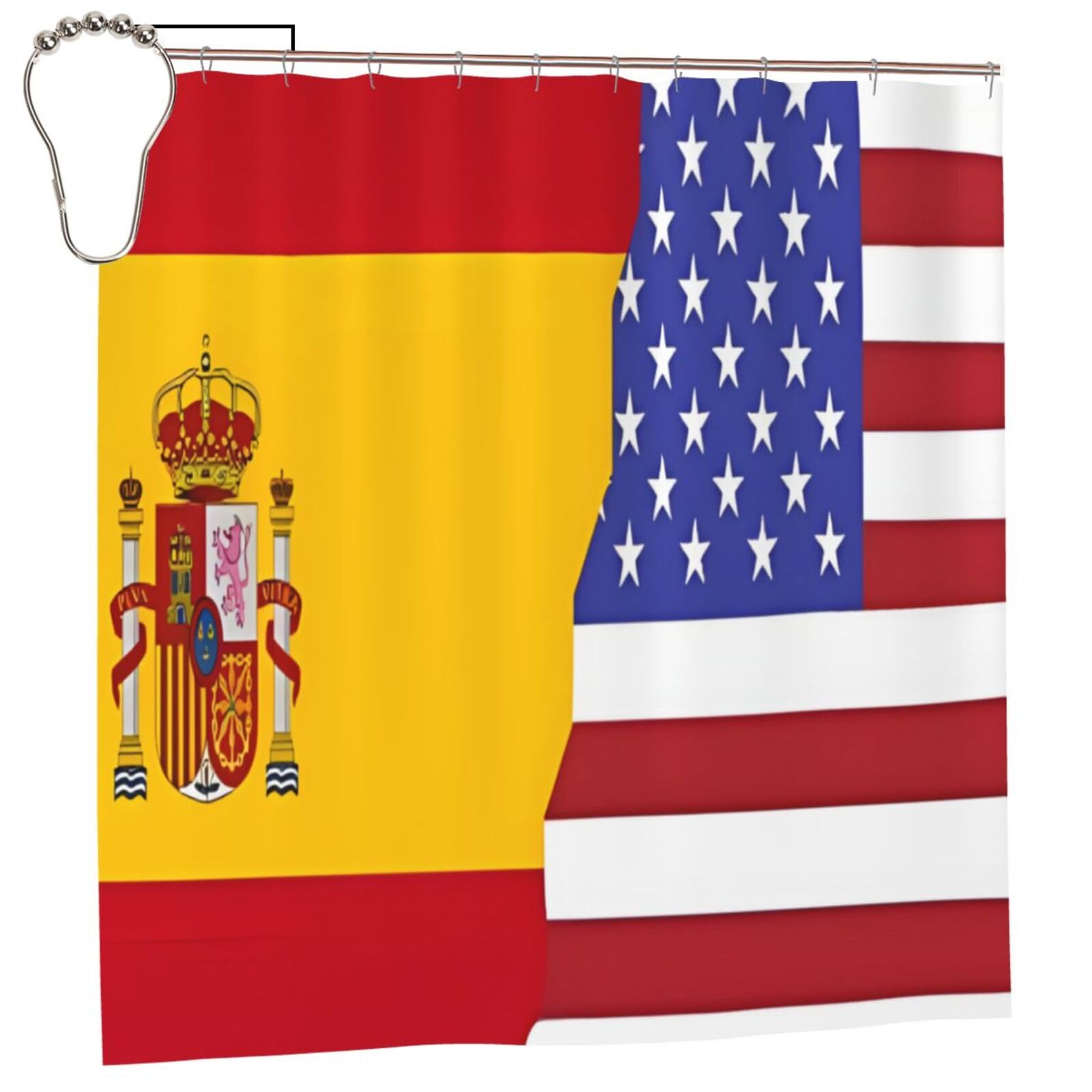 Klgrtjhk Iron American Spain Flag Shower Curtain 72X72in Bathroom Curtain﻿