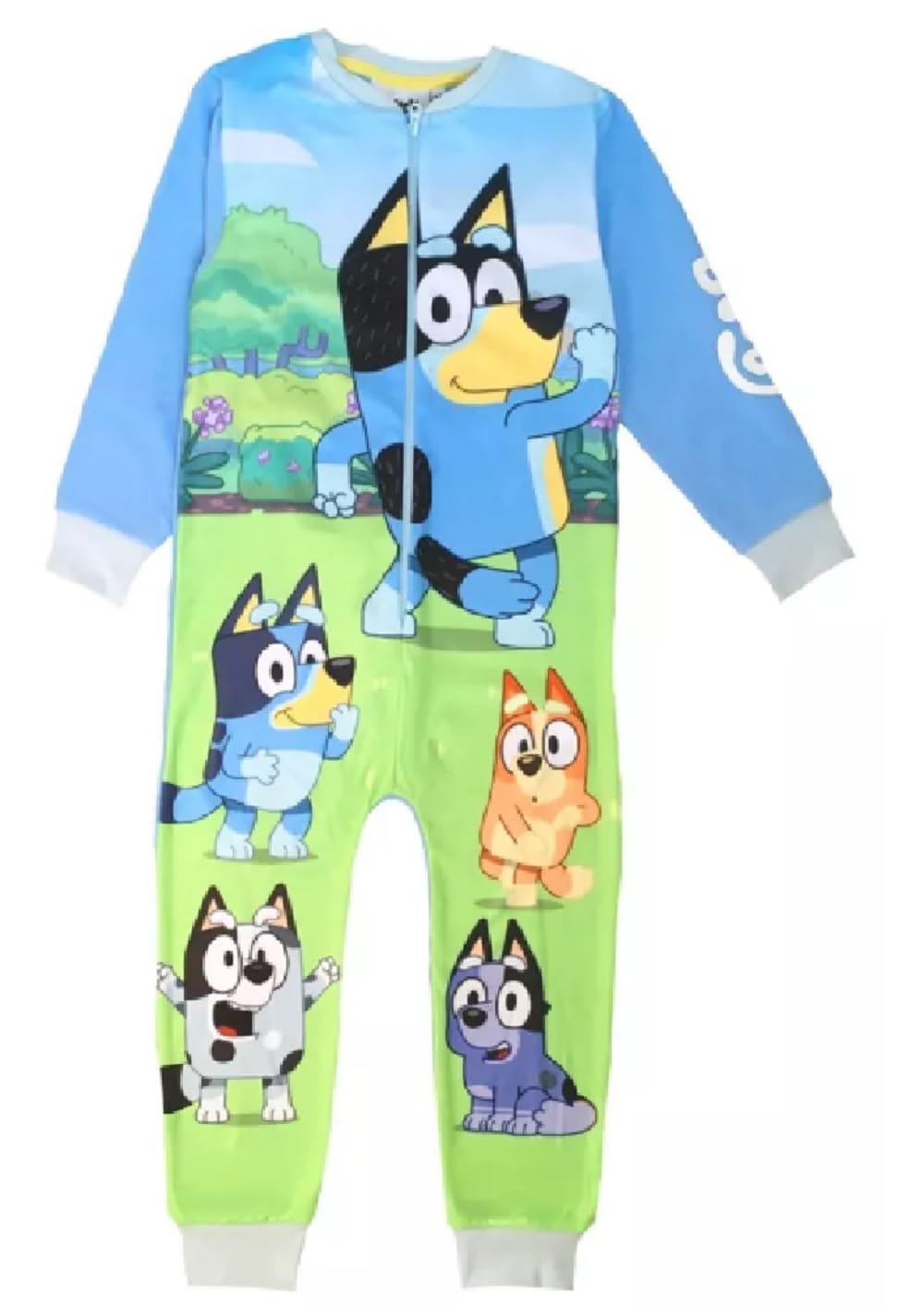 Bluey Onesie para niños o niñas, Ropa de Estar por casa de Forro Polar Todo en uno, Pijama Todo en uno, Azul, Edad 3-4 Años