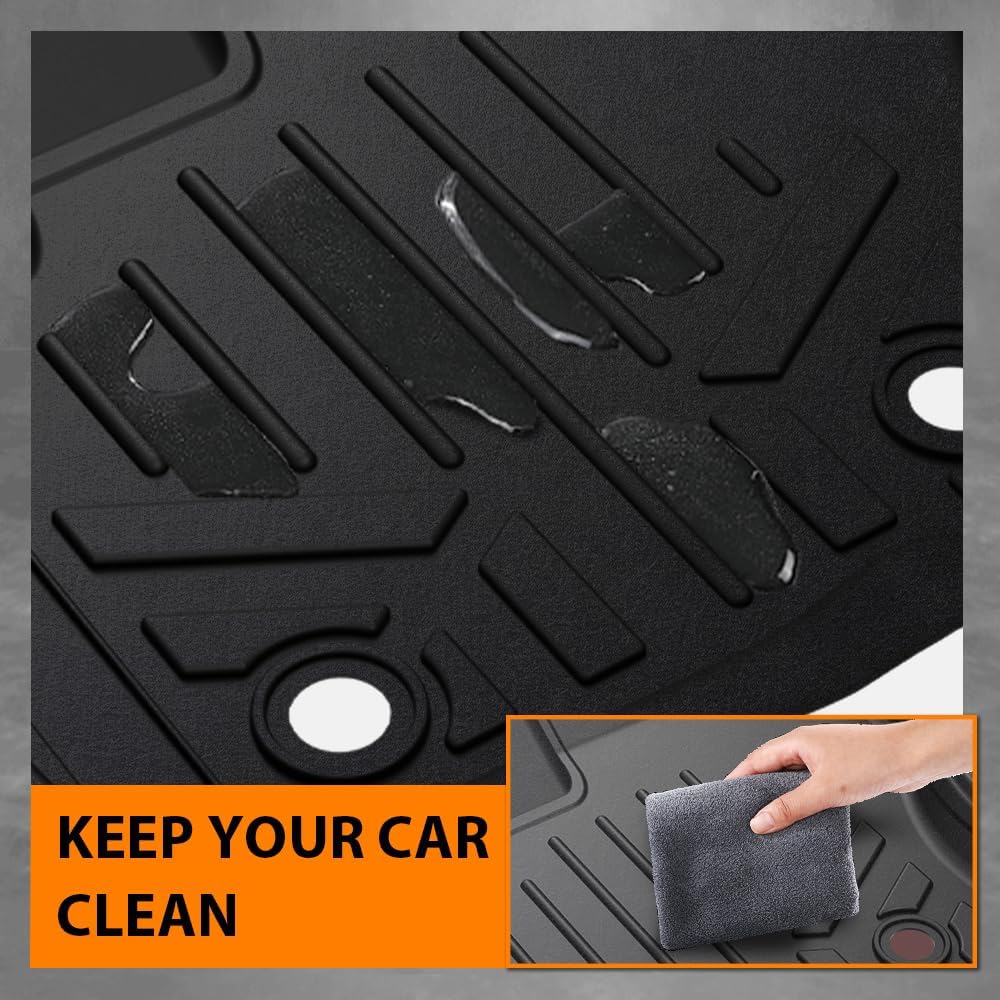 G-PLUS Floor Mats Fit Ford Transit Connect 2014-2021(Only Fit with Vinyl Flooring and Floor Posts) All Weather Protection TPE Floor Cargo Liners Accessories Waterproof 1st Row Black 2PCS - Image 6