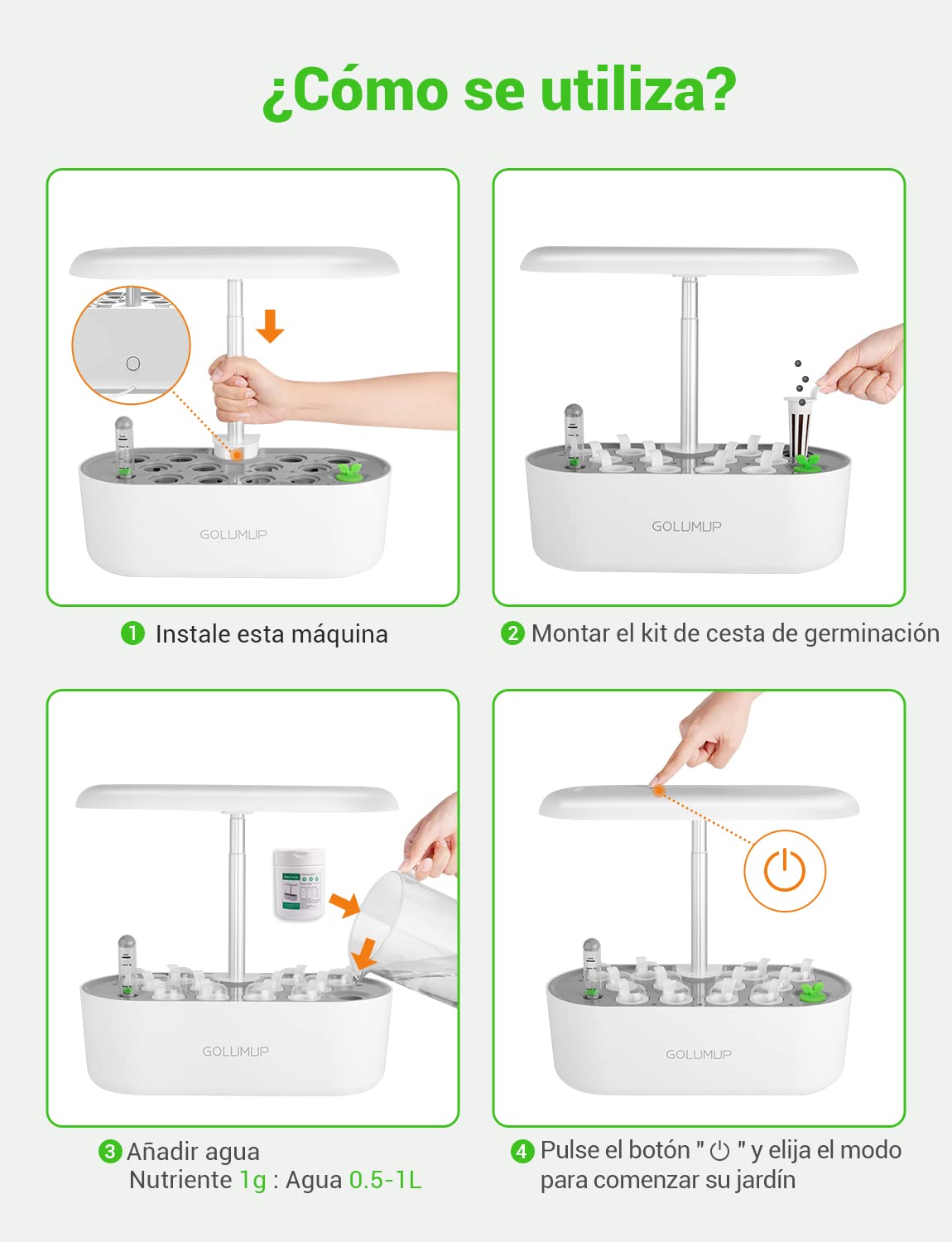 Sistema de Cultivo Hidropónico Kit de Cultivo Interior con Iluminación LED Automática, Huerto Interior con Temporizador Automático, Altura Ajustable (12 Vainas)