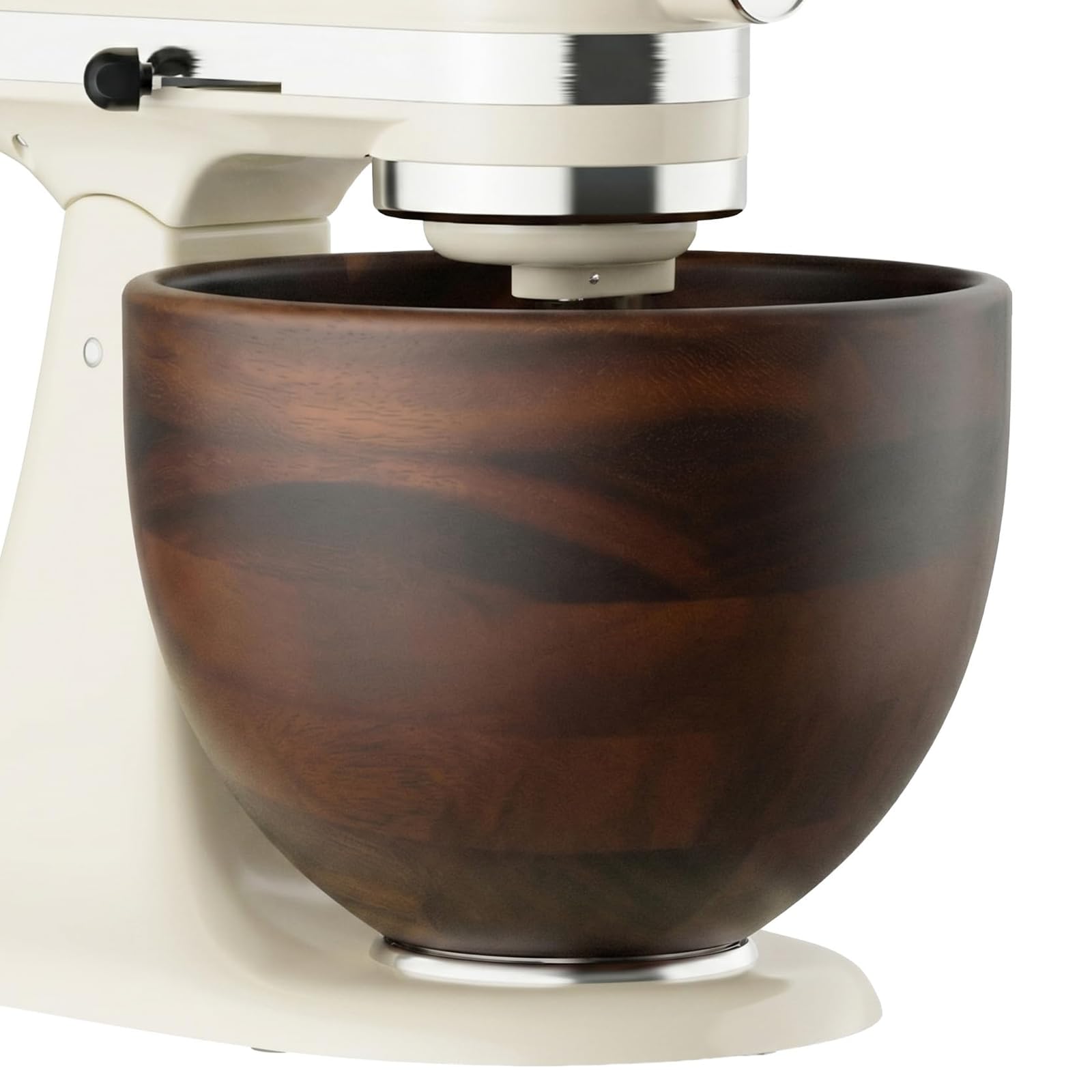 Cofun Ciotola in Legno Premium per KitchenAid, Contenitore 4.8L per Planetarie a Testa Inclinabile 4.3L, 4.7L/4.8L, Ciotola Naturale in Acacia con Base in Acciaio Inox, Accessorio per KitchenAid