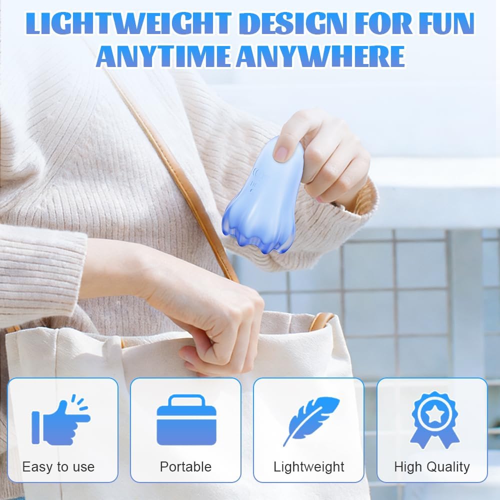 rozonii Mini Handheld Electric Massager, Ultra-Soft Squeeze Vibrating Massage Ball with 10 Modes, Waterproof Cordless TMJ Finger & Hand Massager for Stress Relief and Relaxation