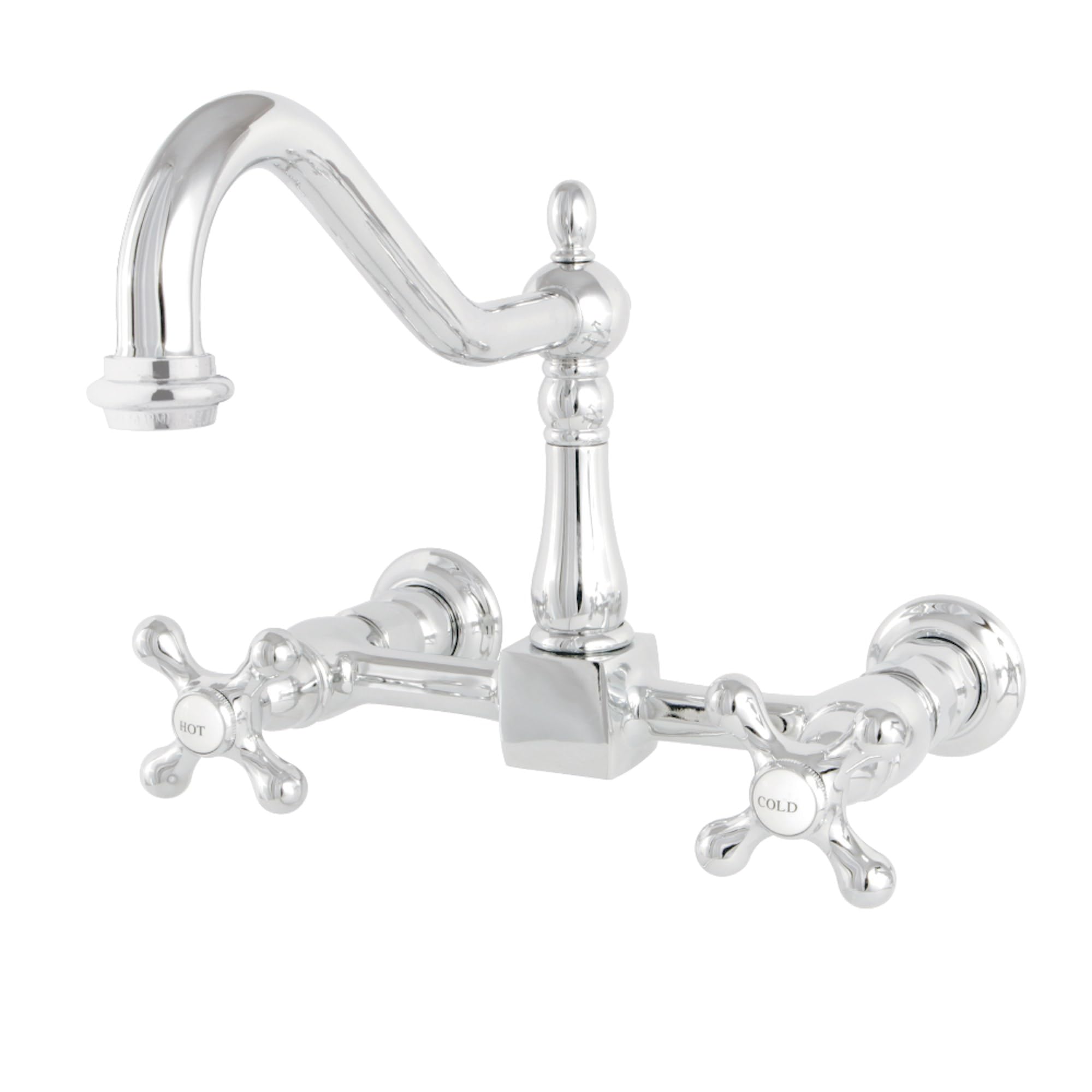 Photo 1 of Kingston KS1241AX Wall Mount Bridge Kitchen Faucet, Polished Chrome