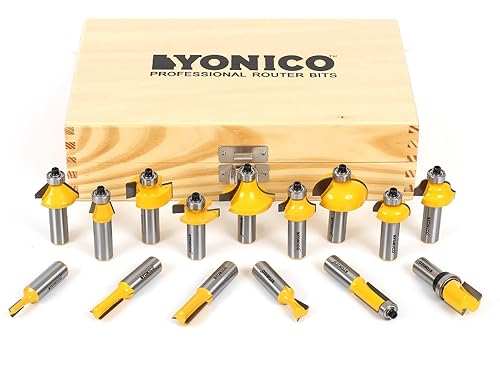Miniatura 4 de YONICO Juego de brocas de enrutador de 15 brocas, vástago de 12 pulgada 17150 con punta de carburo profesional, ensenada, chaflán, bisel, cola de