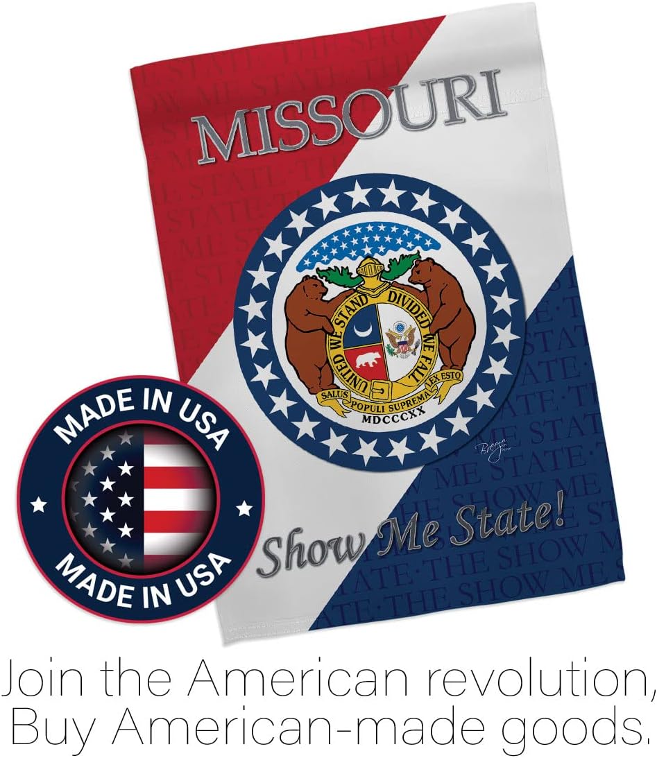 Breeze Decor H108129 Missouri Americana States Double Side Decorative House Flag, 28" x 40", Multicolor