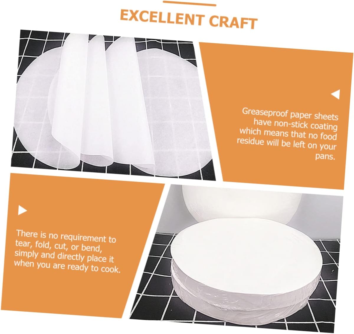 Baking Paper Sheets Round Parchment Paper for Baking Cooking Frying Grilling Non-stick Greaseproof No Food Residue