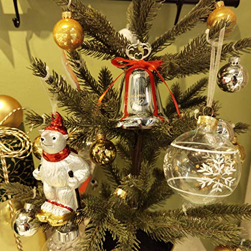 FunTech Annual Christmas Bell 2020, Silver-Plate Bell Ornament for Christmas Tree with Gift Box and Red Ribbon