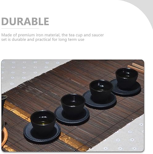 Miniatura 5 de Tazas de té de hierro fundido, juego de tazas de té japonesas con platillo, diseño vintage para el hogar, oficina, restaurante