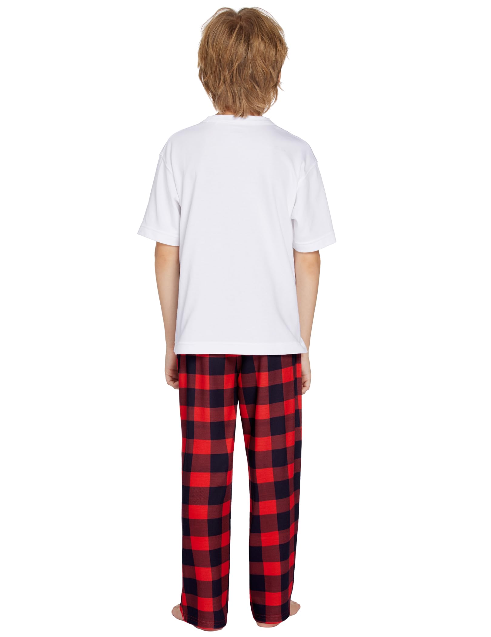 Arshiner Jungen Schlafanzughose Lang Elastische Taille Pyjamahose Kinder Kariert Freizeithose mit 2 Taschen Schlafanzüghosen 5-14 Jahre