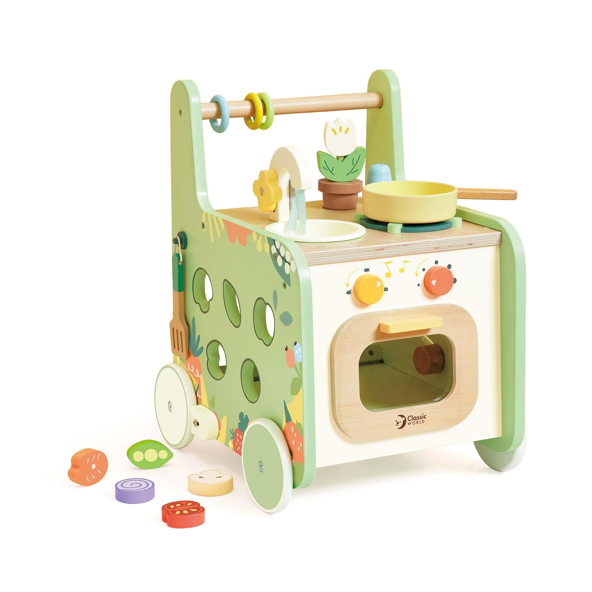 Classic World Holz Lauflernwagen Küche - Lernspielzeug 15-teilig