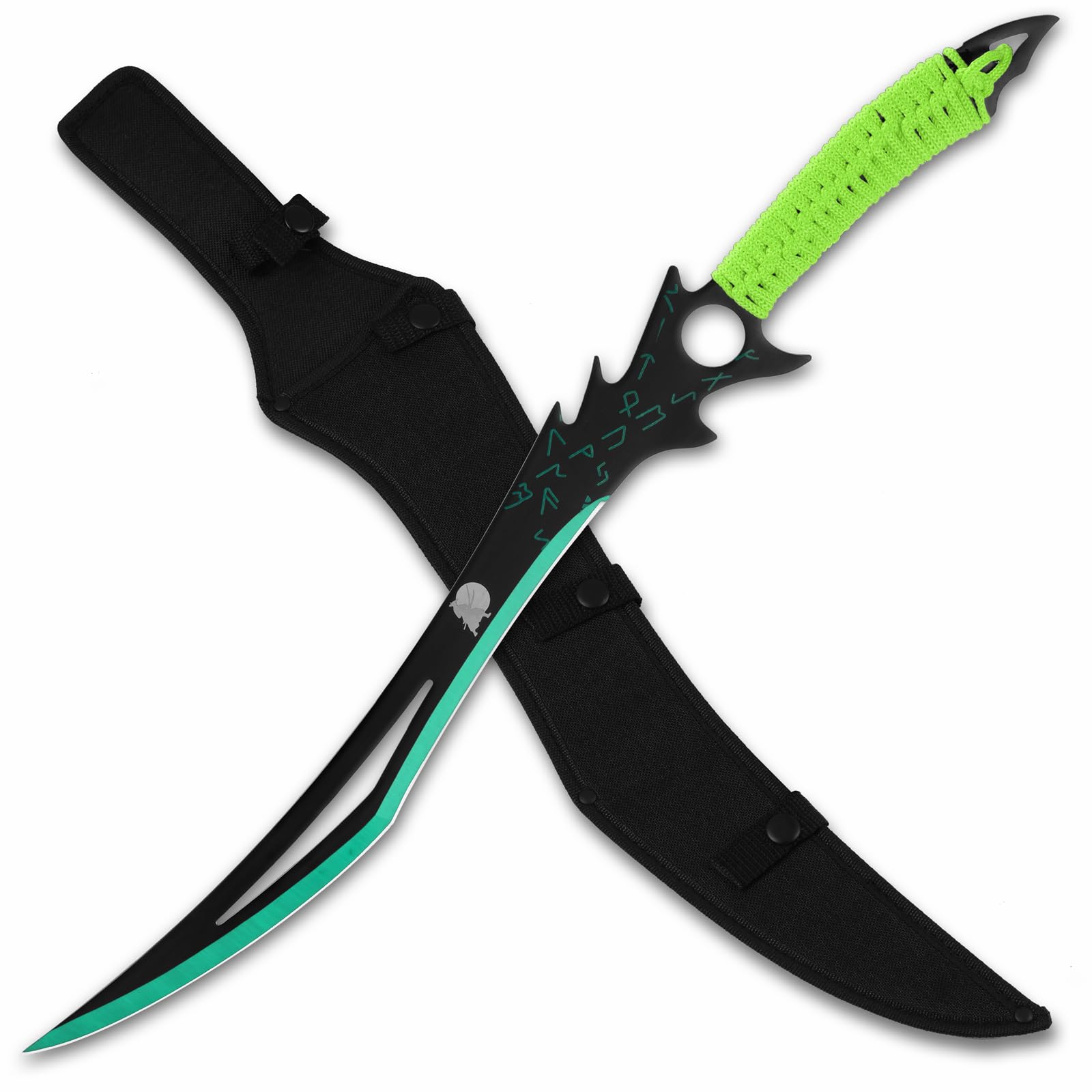 REAT 26" Machete with Sheath, Sword with Full Tang Design,440 Stainless Steel Blade with Blue/Black Coating,Non-silp Cord-Wrapped Handle,Real Swrods for Adults Cosplay Yard Work