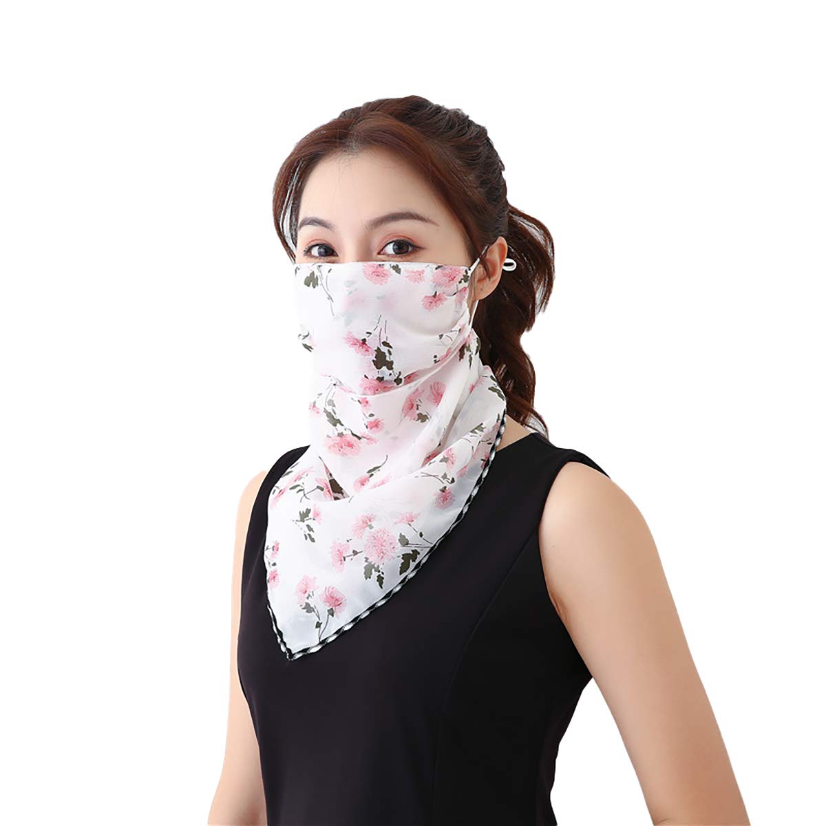 youstylo - you are priority Face Mask Scarf for Women Latest 2020 Sun Protection Outdoor Riding Protective Chiffon Floral Print Lightweight Scarves Masks (1101-5)-picture-15