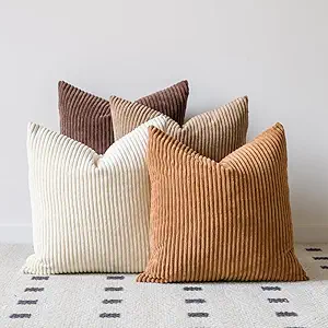 LANANAS Neutral Couch Throw Pillow Covers 18x18 Inch Set of 4 Decorative Farmhouse Boho Throw Pil...
