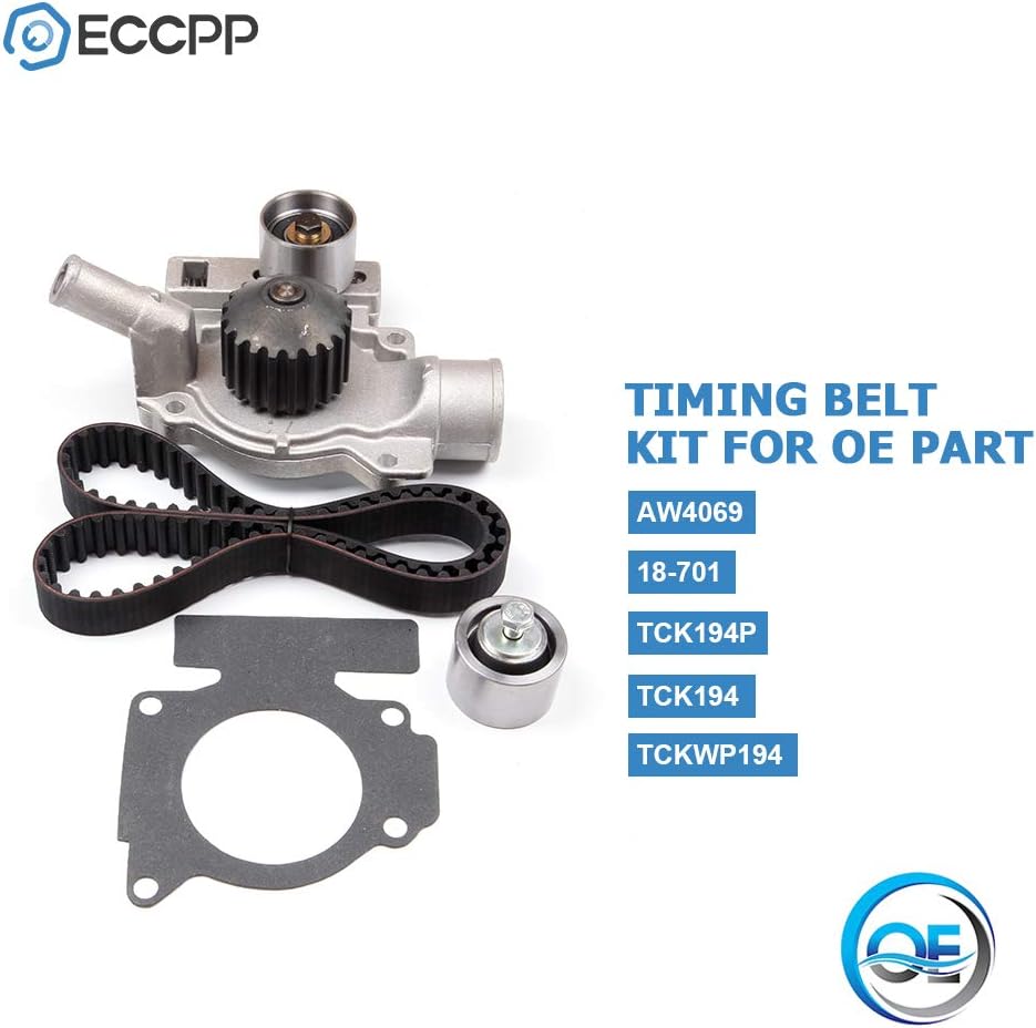 ECCPP Timing Belt Kit with Water Pump Compatible 1992 1993 1994 1995 1996 For Ford Escort l4 1.9L 1992 1993 1994 1995 1996 For Mercury Tracer l4 1.9L TCK194 TCKWP194 TBK4125 WP4125