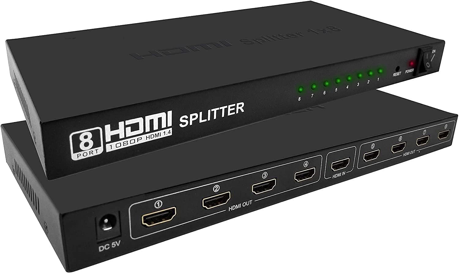 VOOCME 1x8 HDMI Splitter 8 Ports, HDMI Splitter 1 in 8 Out, Supports 3D 4K x 2K 30HZ FHD 1080P Supports | TVs Or Multi Monitors Adapter at Same Time- BLACK (B0CLRTJG59) Amazon Price History, Amazon Price Tracker