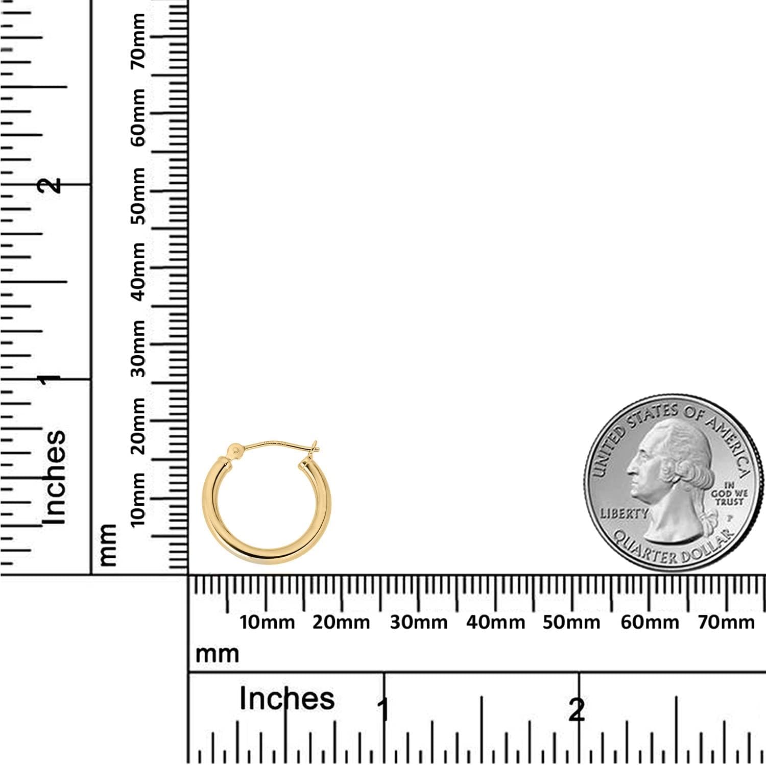 AVORA 10K Gold Classic Polished 2mm Tube Click-Top Hoop Earrings 3-Pair Set - Yellow or White Gold