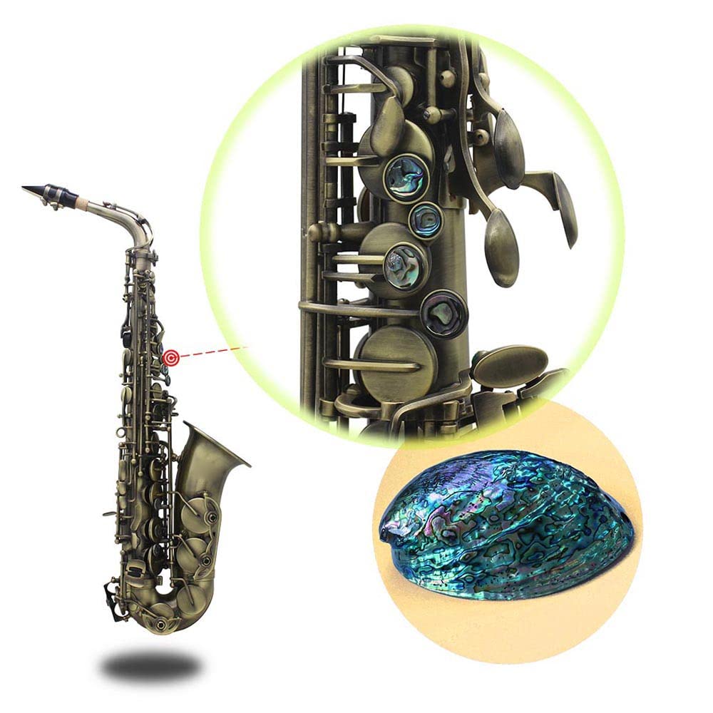 HUIOP Alto grado di finitura anticata Eb Ebastella sassofono contralto Sax Abalone Shell chiave intagliare modello con custodia Guanti Panno di pulizia cinghie Spazzola,Alto Saxophone
