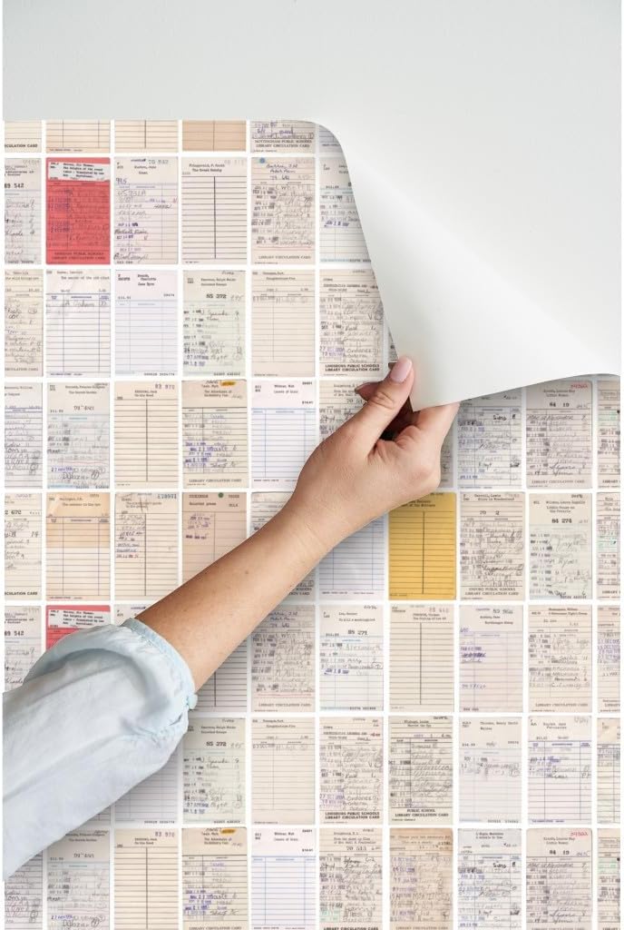 Spoonflower Peel & Stick Wallpaper 3ft x 2ft - Old Friends Library Books Book Librarian Custom Removable Wallpaper