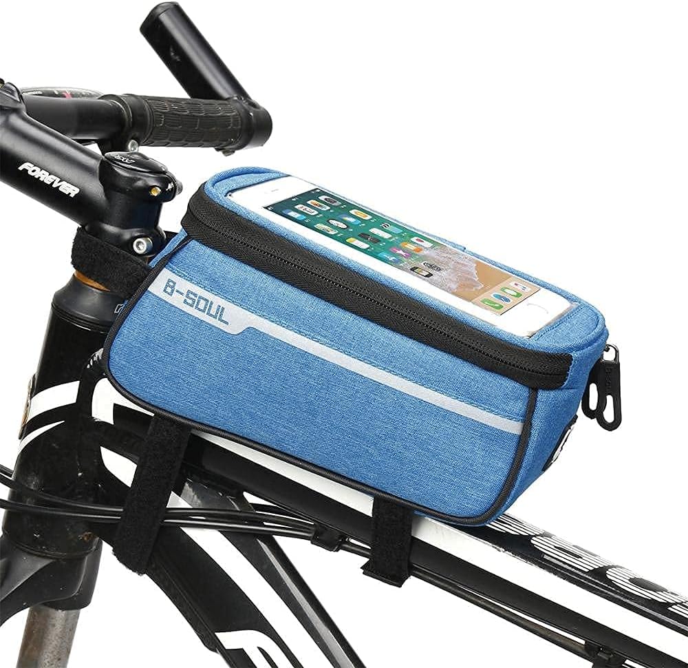 B-Soul Waterproof Cycle Frame Bag with Touch Screen Bicycle Pouch Mobile Holder for All Phones Upto 7 Inches (Blue).