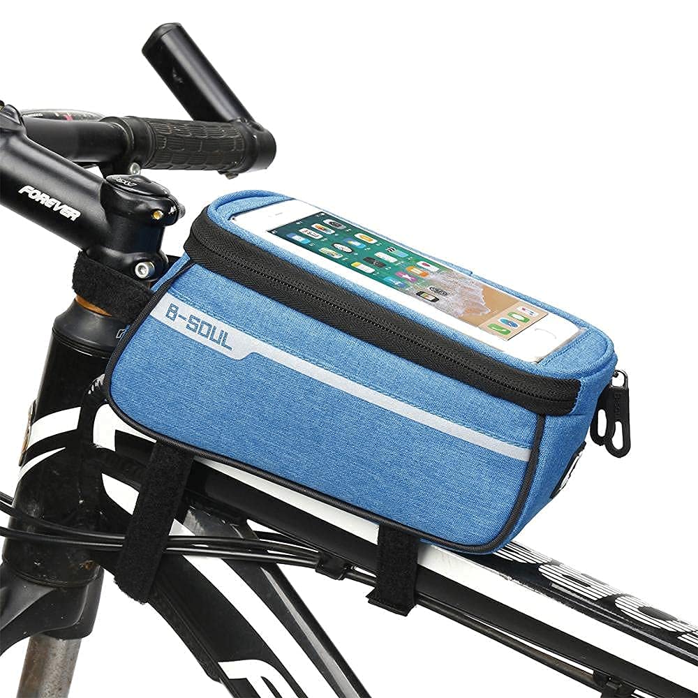 B-Soul Waterproof Cycle Frame Bag with Touch Screen Bicycle Pouch Mobile Holder for All Phones Upto 7 Inches (Blue).