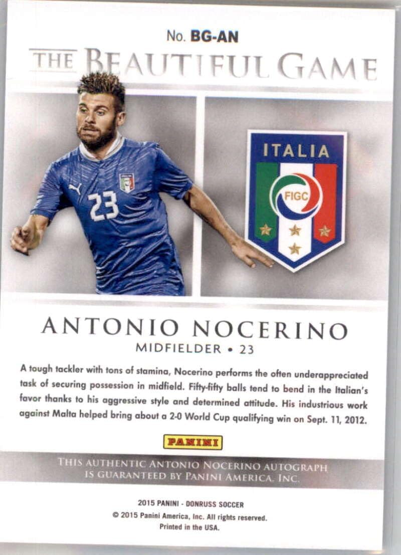 2015 Donruss The Beautiful Game Silver Signatures #31 Antonio Nocerino Auto Autograph SER/199 Italy Official Soccer Autograph Card in Raw (NM or Better) Condition