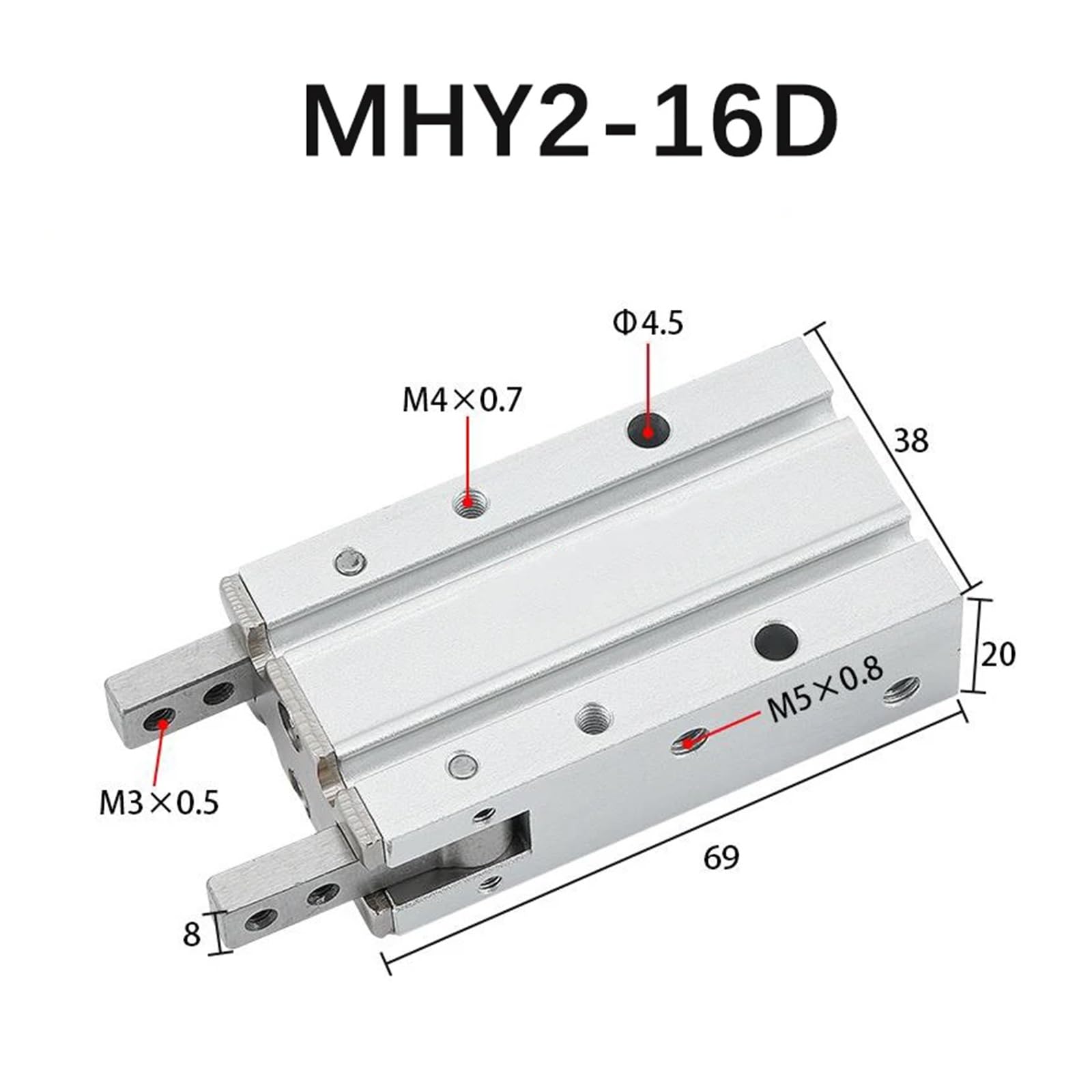 Othmro SDA40x15 Dünner Pneumatikzylinder – Bohrung 40 Mm, Hub 15 Mm, Doppelwirkend, 1 MPa, Alu, Für Industrie & Automation