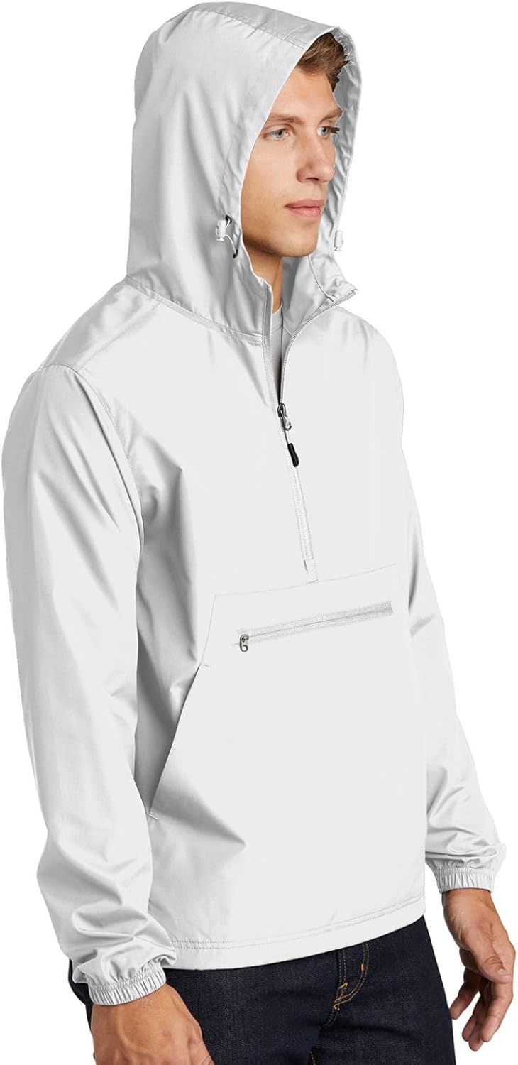 Custom Embroidered Rain Jacket, Personalized Wind Breaker, Custom Packable Anorak, 100% Polyester Rain Jacket