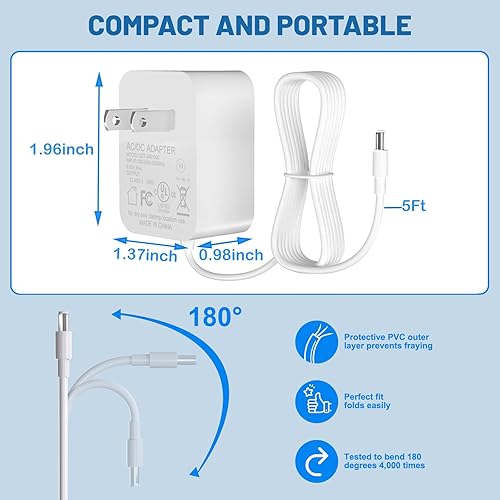 Miniatura 5 de Cable de alimentación para monitor de bebé de 5 V para iFamily SM650, SM650-2, SM43E, SM43Ev2, SM653, SM651, SM936E, SM70C Monitor y unidad de