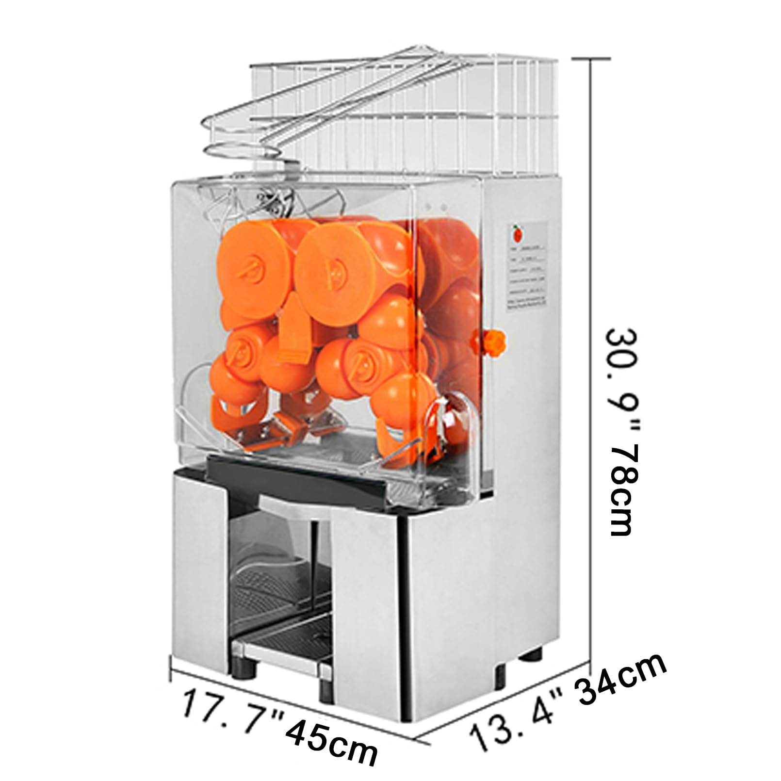 Spremiagrumi elettrico, macchina commerciale del succo di 120W con estrattori automatici, 22-30 pc/min creatore di succo fresco con ingresso 40-80mm per la preparazione delle bevande