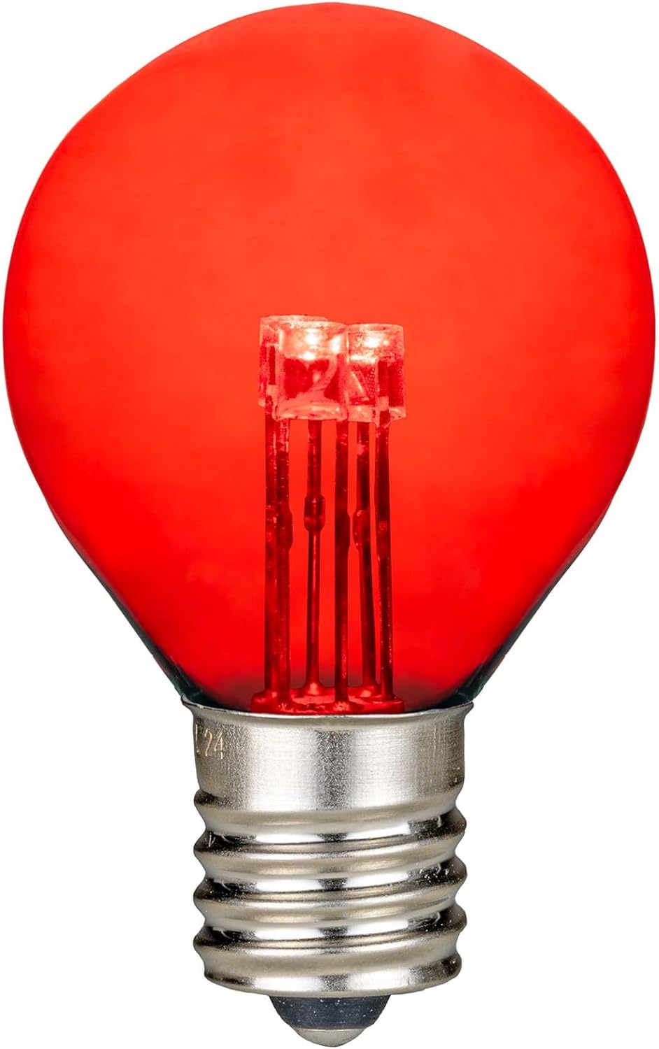 Novelty Lights 25 Pack G30 Glass LED Globe Bulbs, String Light Replacement Bulbs, E12 Candelabra Base, Energy Efficient Outdoor Patio Lighting, Red