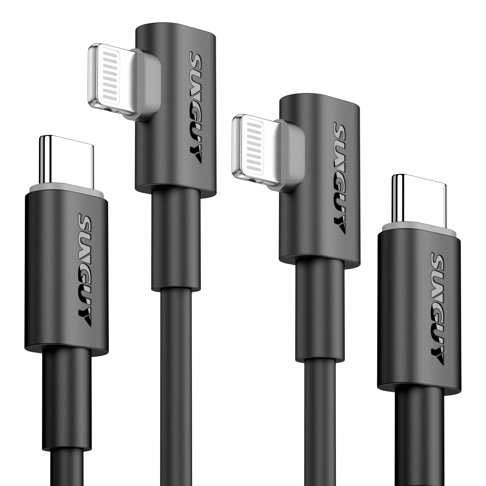 SUNGUY Câble USB C vers Lightning Angle Droit 0.5m, 2 Pièces 27W Cable iPhone Lightning 90 Degrés Câble Lightning USB C pour iPhone 14/13/12/11 Pro Max Mini XR XS 8 7 6 5 Plus, CarPlay
