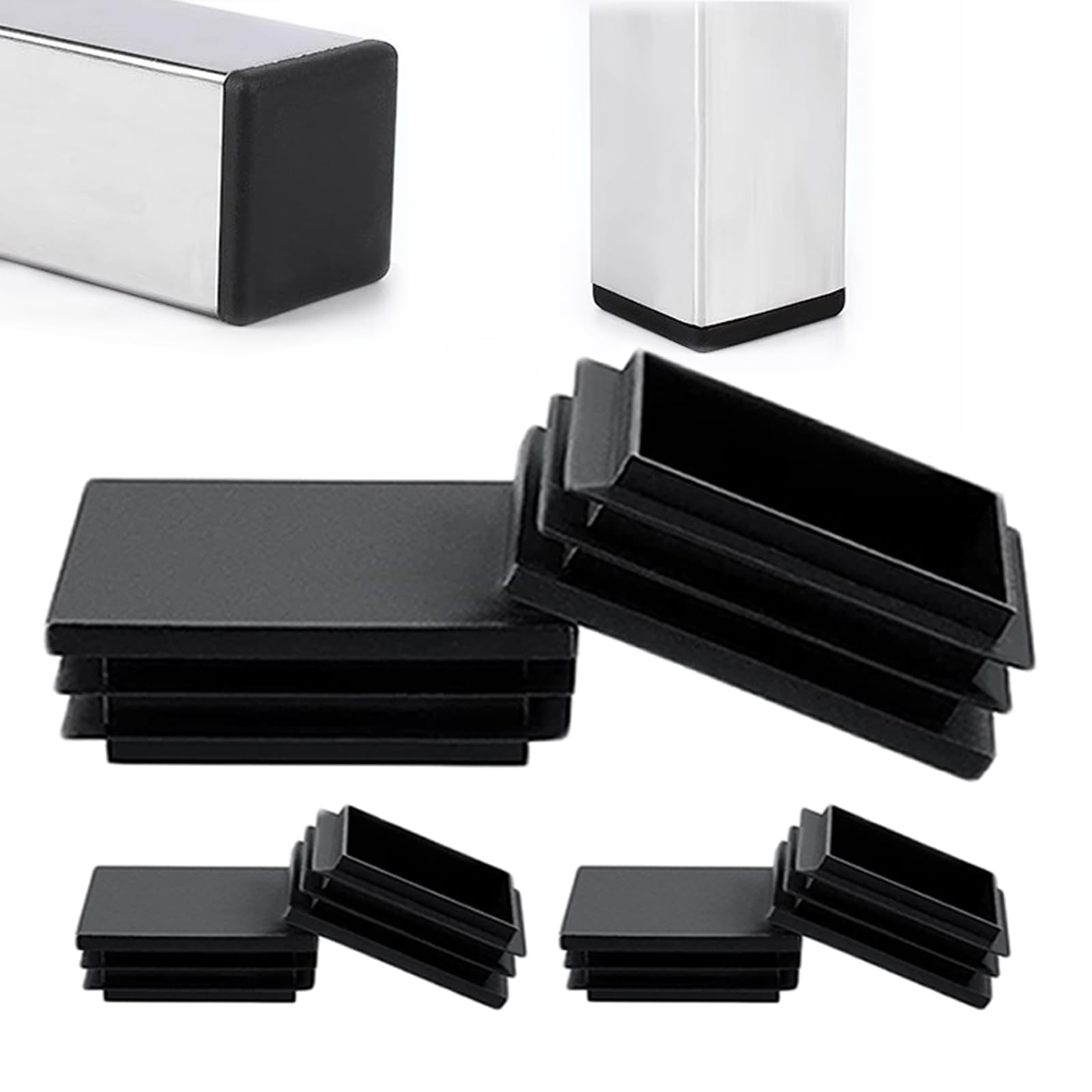 Bouchon 25x25 Mm Pour Tubes Carrés, Plastique, Avec Lamelles, 4 Pcs