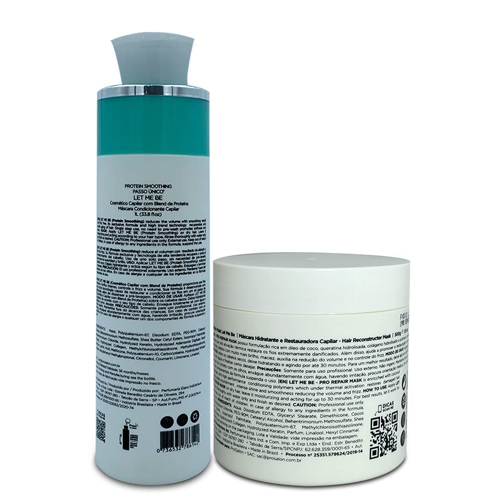 Let Me Be Smoothing Protein 1L/33.8fl.oz + Deep Repair Mask 500ml/16.90fl.oz Haircare Duo - Professional Strength Treatment and Mask - Image 8
